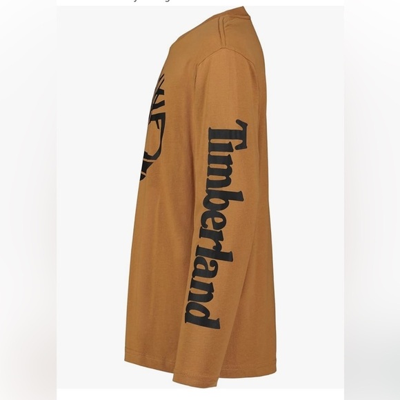 Timberland LG 14/16 Brown Long Sleeve Logo TShirt Cotton Casual Crew Neck shirt - Picture 5 of 16